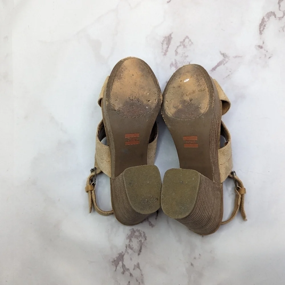 Toms Tan Suede Platform Sandals